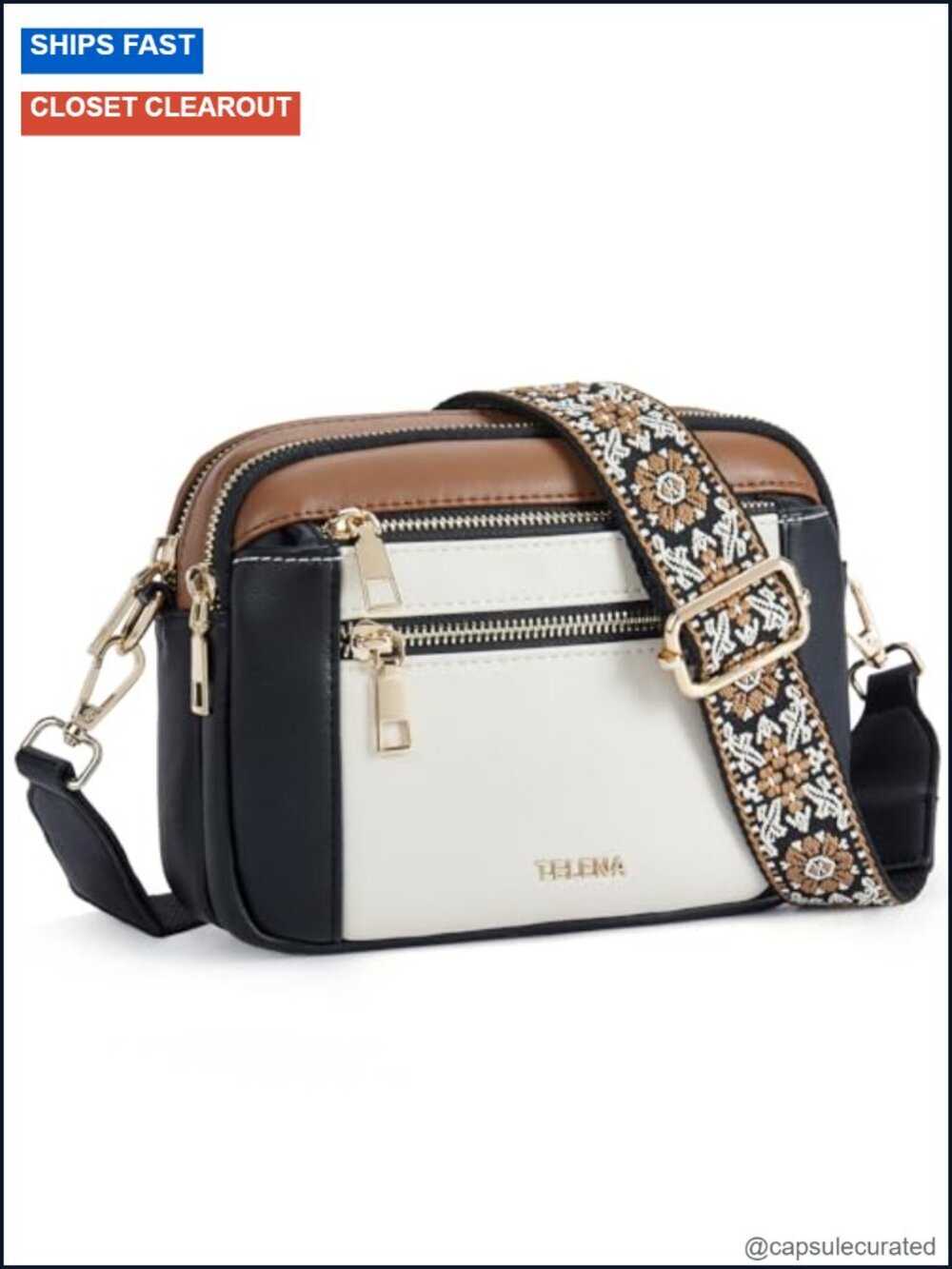 Vegan Leather Small Crossbody Bag with Adjustable Wide Strap for Women